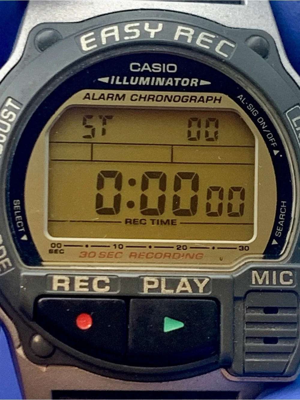 CASIO F-V3(1589) Men’s Rare Vintage Watch 30 Sec Voice Recorder Working New Batt